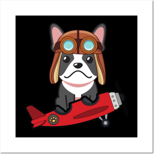 Cute french bulldog is in a vintage plane Posters and Art